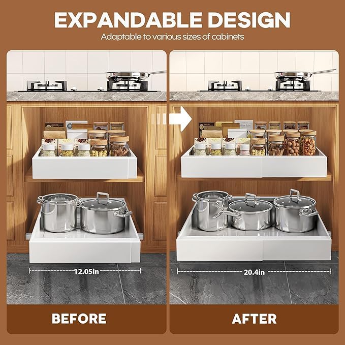 Expandable Pull-Out Cabinet Organiser 12-20" - 2 Pack
