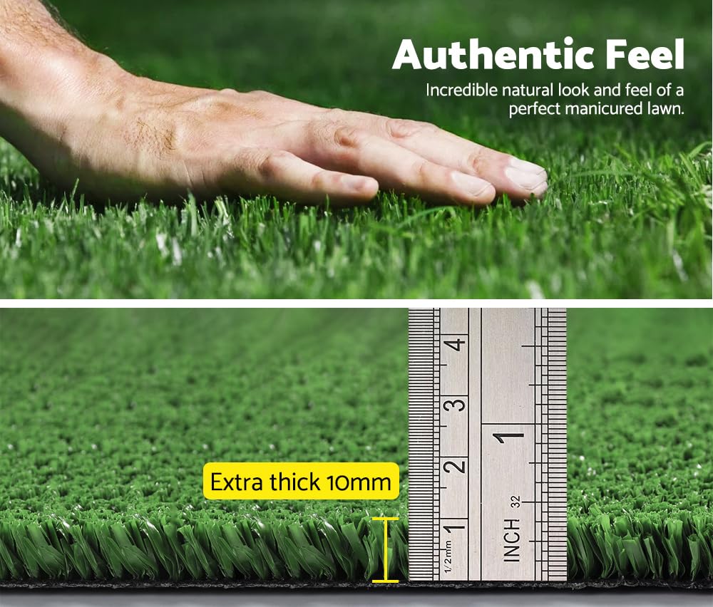 Artificial Grass Turf 2 x 10m - Olive 10mm Pile - 20sqm Synthetic Lawn, UV and Fire Tested, Perforated Backing