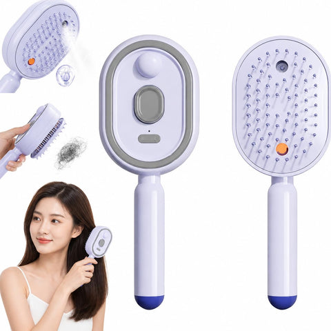 Rechargeable Steam Hair Straightening Brush - Purple