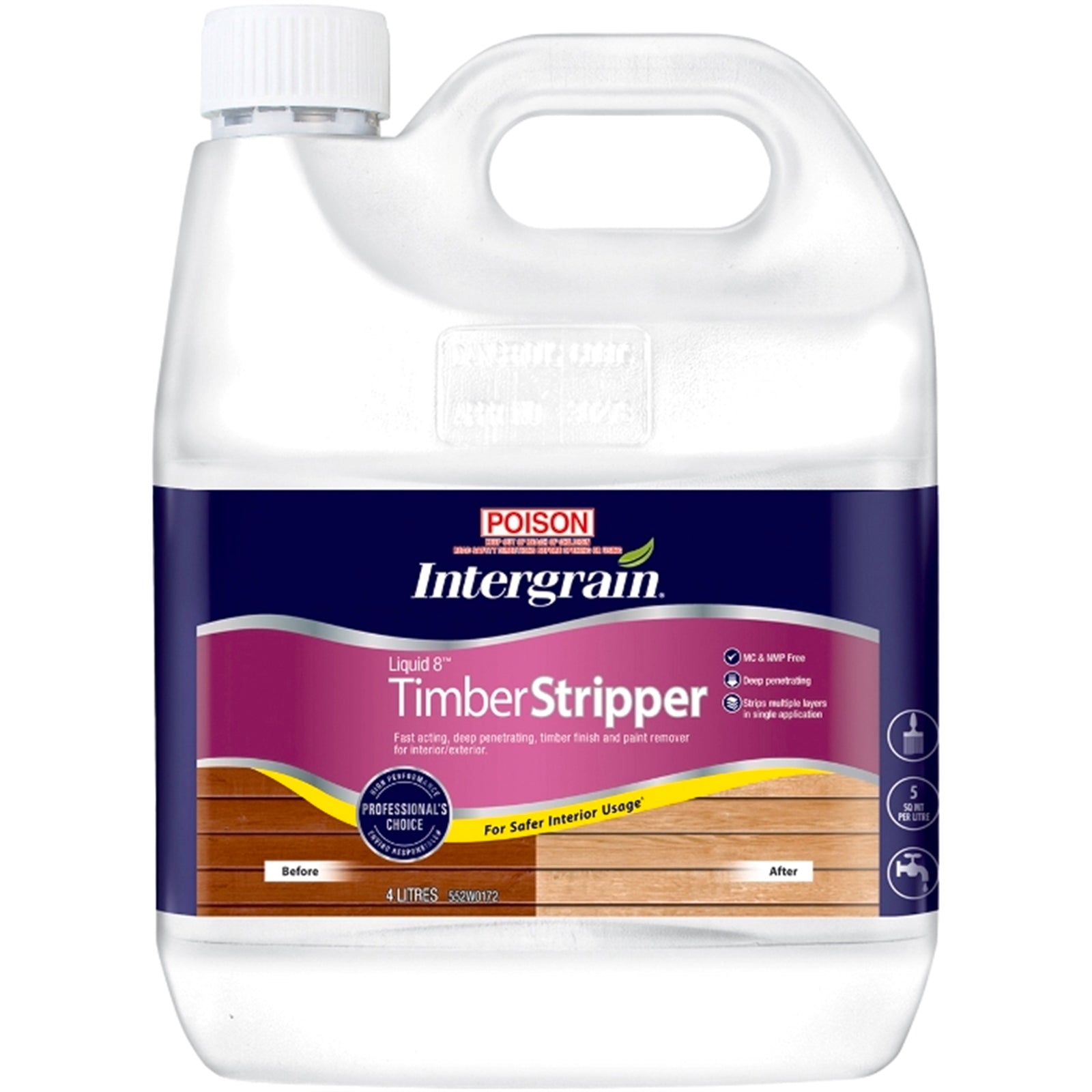 Intergrain 4L Liquid 8 Timber Stripper Water Based Interior Exterior