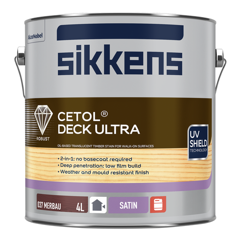 Sikkens 4L Merbau Cetol Deck Ultra - Self-Priming Deck Coating - 4L - Satin Finish - SuperSaverAU - view 1