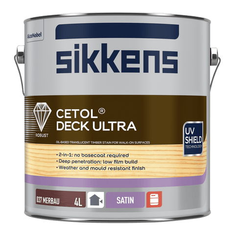 Sikkens 4L Merbau Cetol Deck Ultra - Satin 2-in-1 Outdoor Decking Coating