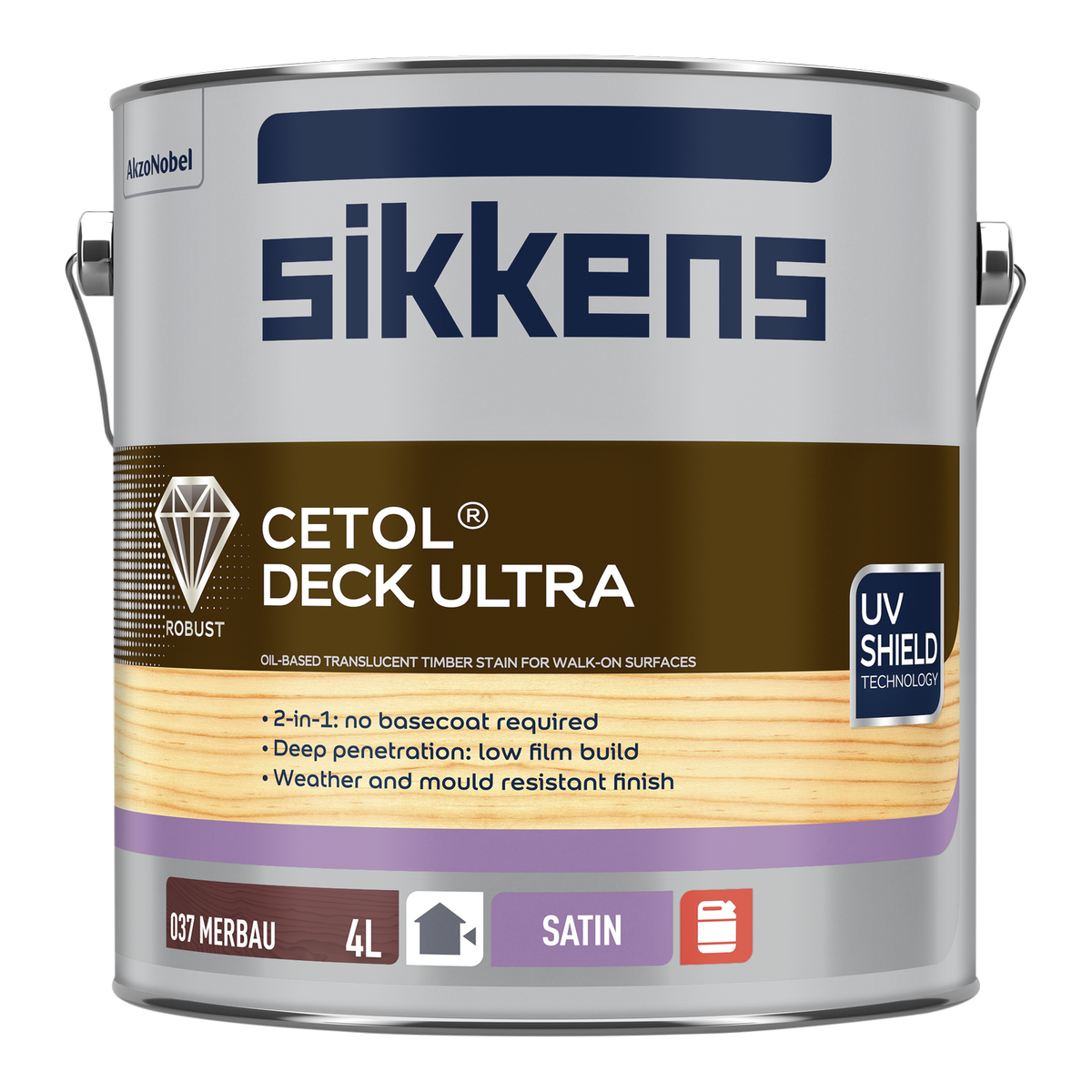 Sikkens 4L Merbau Cetol Deck Ultra - Satin 2-in-1 Outdoor Decking Coating