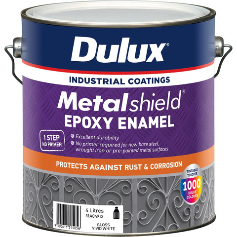 Dulux Metalshield Epoxy Enamel Gloss Paint 4L Vivid White