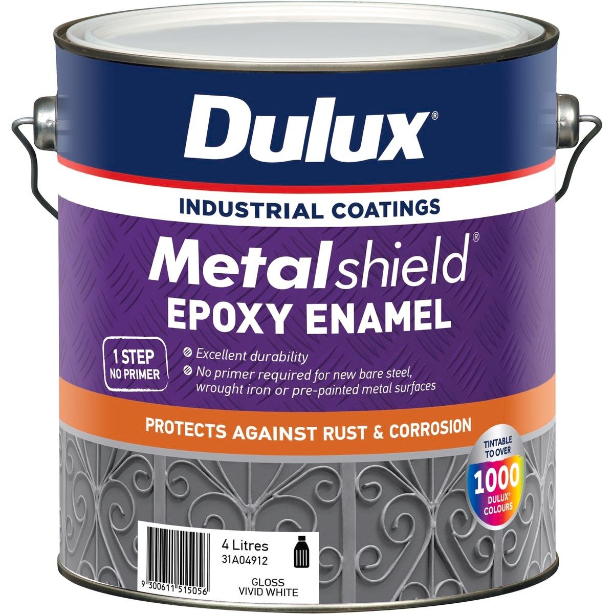 Dulux Metalshield Epoxy Enamel Gloss Paint 4L Vivid White