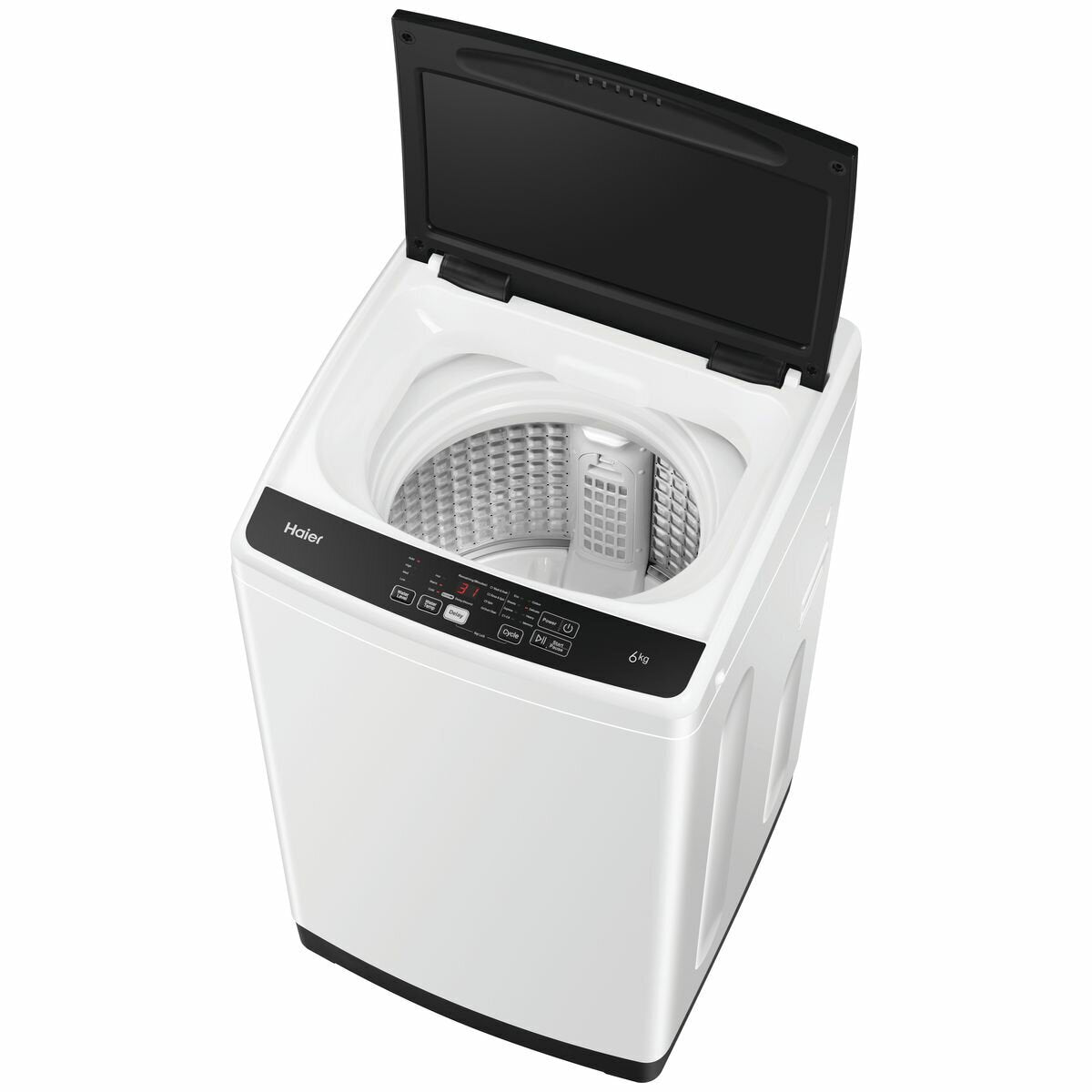 Haier 6kg Top Load Washing Machine - Touch Controls, 8 Programs, Auto-Balancing, Stainless Drum - HWT60AA1