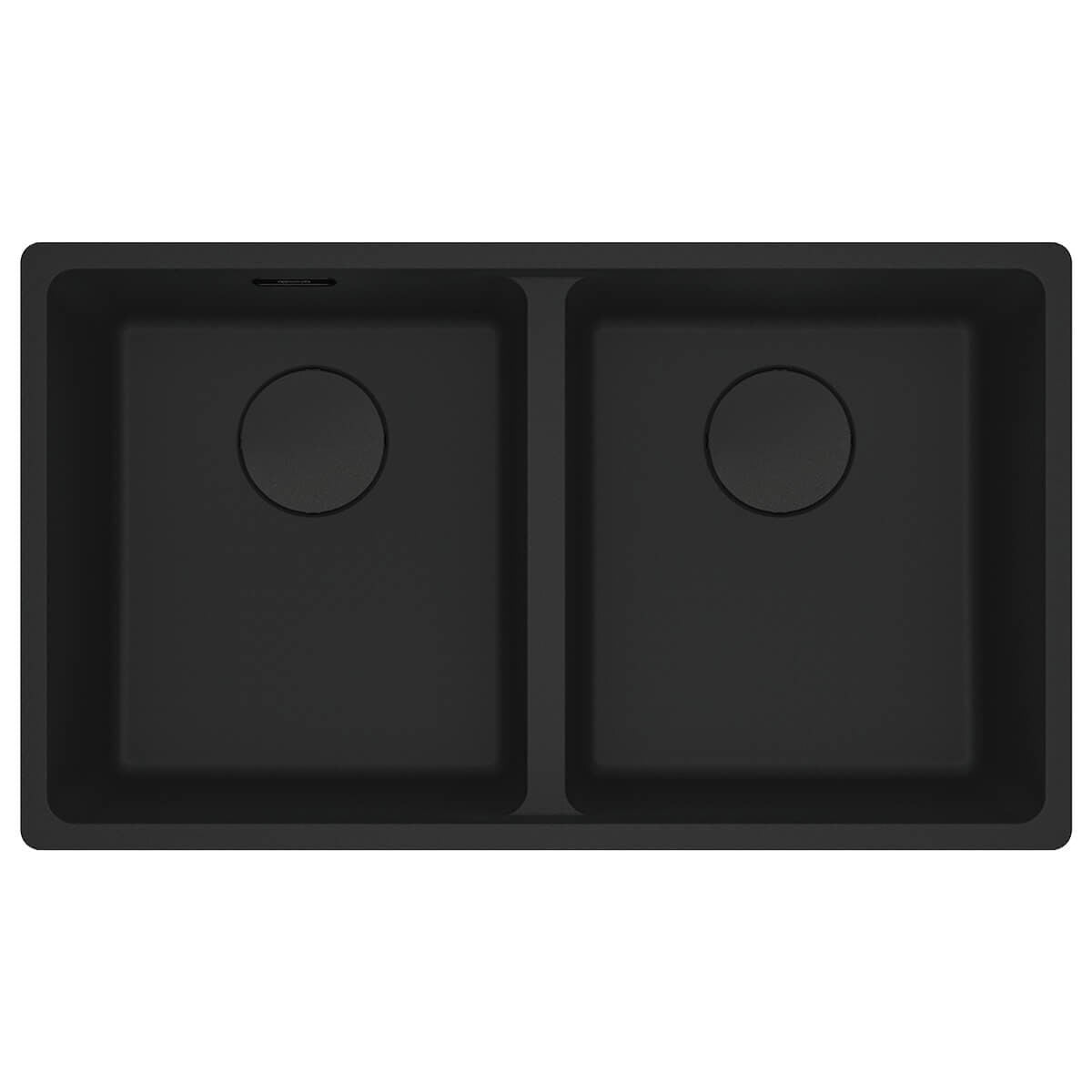 Franke Maris double bowl topmount granite sink - Matte Black, hidden overflow - MRG620-3535MBB