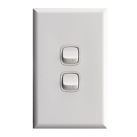 HPM EXCEL 2 Gang Wall Switch - Matt White 10A 240V Indoor CDXL770/2WEWE