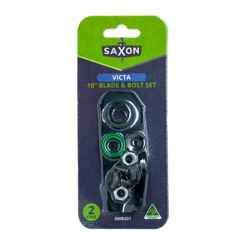 Saxon 18" Mower Blade & Bolt Set 14mm Hole Suits Victa Swing Mulch & Catch - 2 Pack