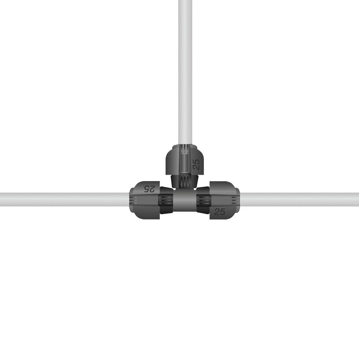 GARDENA 25mm Pipeline T-Piece in Black/Dark Grey High-Impact Plastic