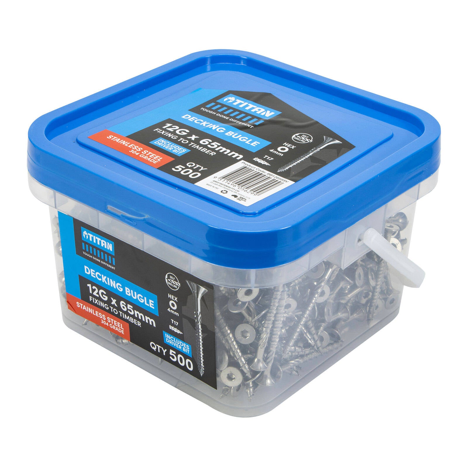 Titan Decking Bugle Screws 12G x 65mm 304 Stainless Steel - Pack of 500