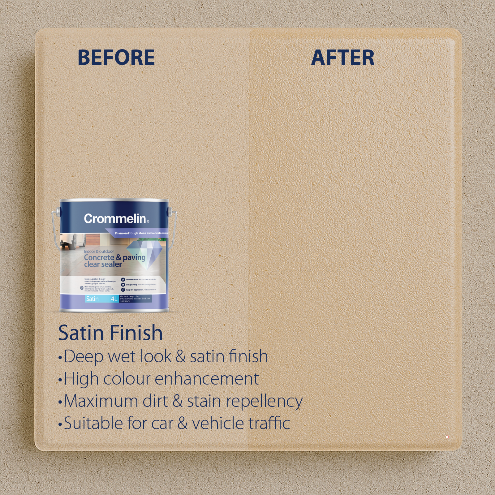 Crommelin 4L Clear Satin DiamondTough Concrete & Paving Sealer, Solvent Based