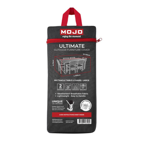 Mojo Large Rectangle Table and Chairs Outdoor Furniture Cover - 3000mm x 1650mm - UV Resistant, Water Repellent - SuperSaverAU - view 1