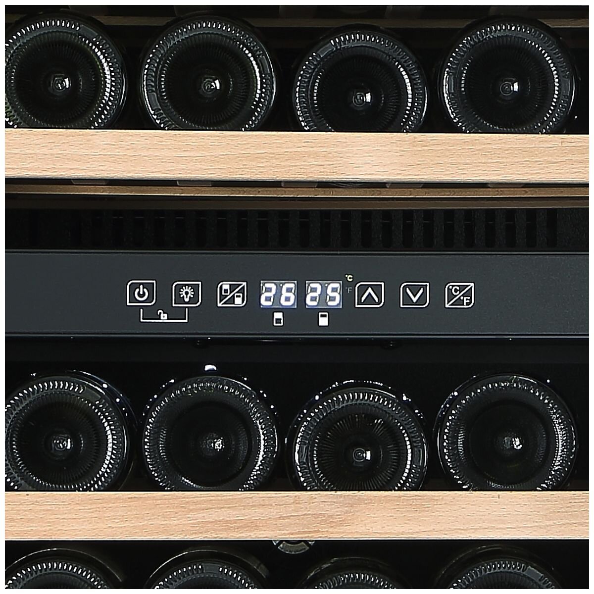 Cantina 46 Bottle Dual Zone Wine Cabinet - Black - Reversible Glass Door - CCWID46B