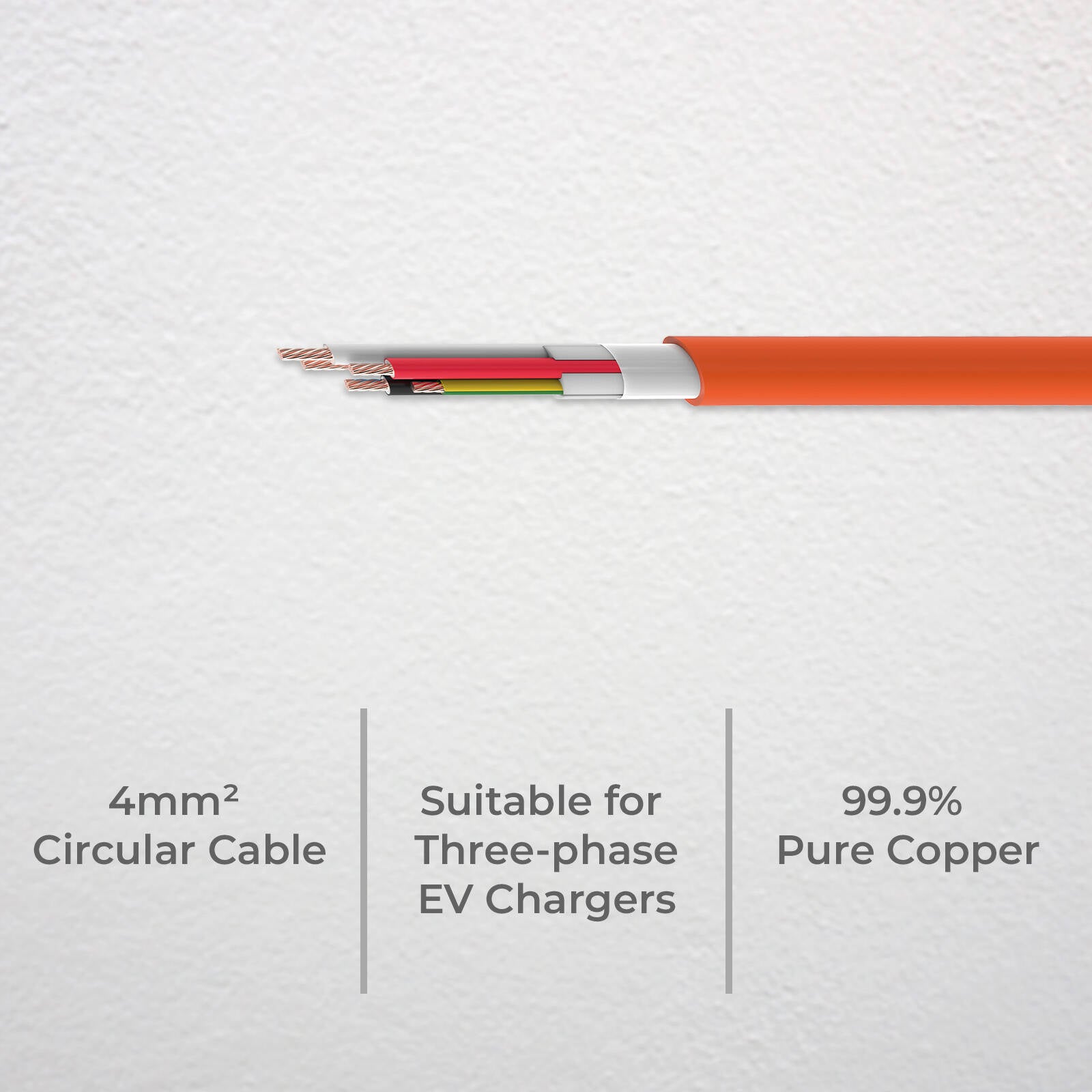 DETA 5m 32A TPS 4.0mm 4-Core+E 3-Phase Cable, Orange