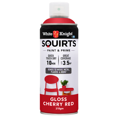 White Knight Squirts Cherry Red Gloss Spray Paint 310g Durable Finish - SuperSaverAU - view 1