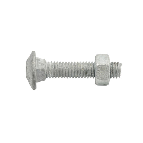 Zenith M6 x 30mm Hot Dipped Galvanised Cup Head Bolt and Nut, 4.6 Grade Steel