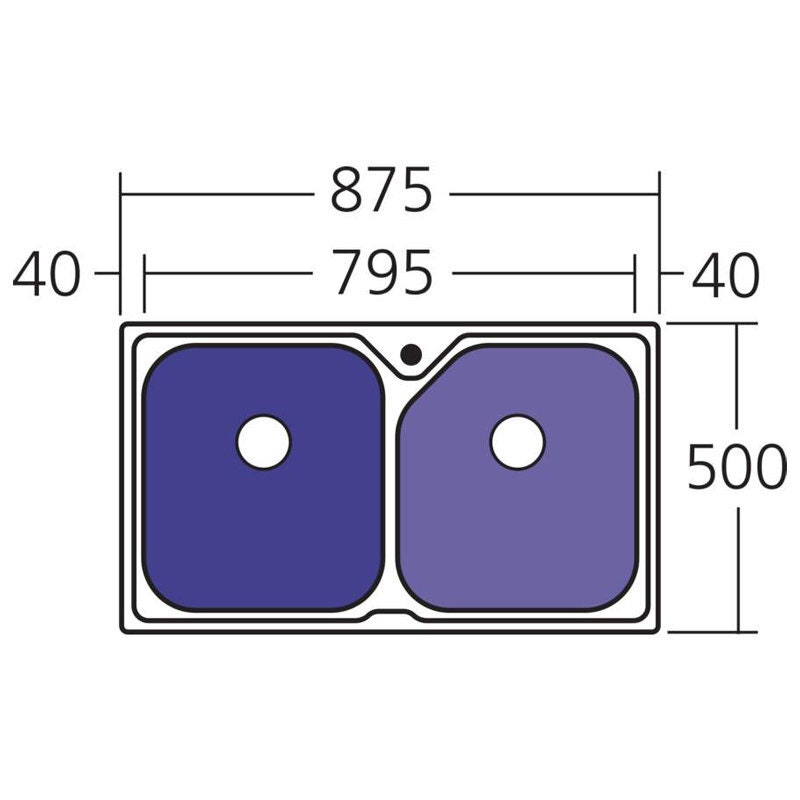 Oliveri Nu-Petite Double Bowl Topmount Sink - 30L and 28L Bowls, 304 Stainless Steel - NP663NTH
