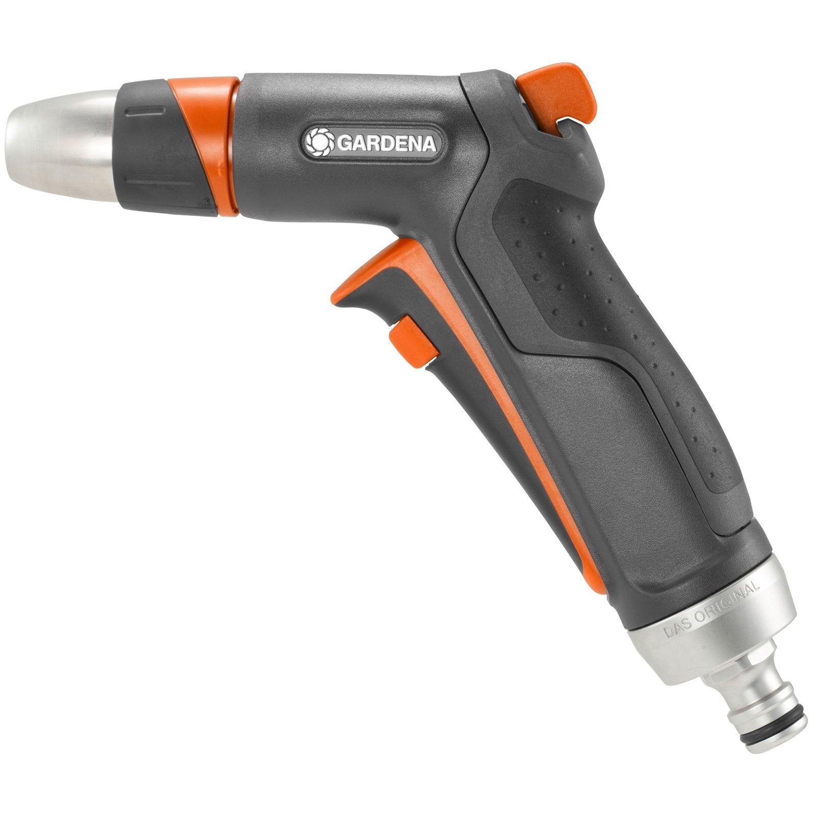 GARDENA 13mm Premium Trigger Gun Nozzle - Metal & Plastic, Adjustable Spray, Trigger Lock, 1200kPa