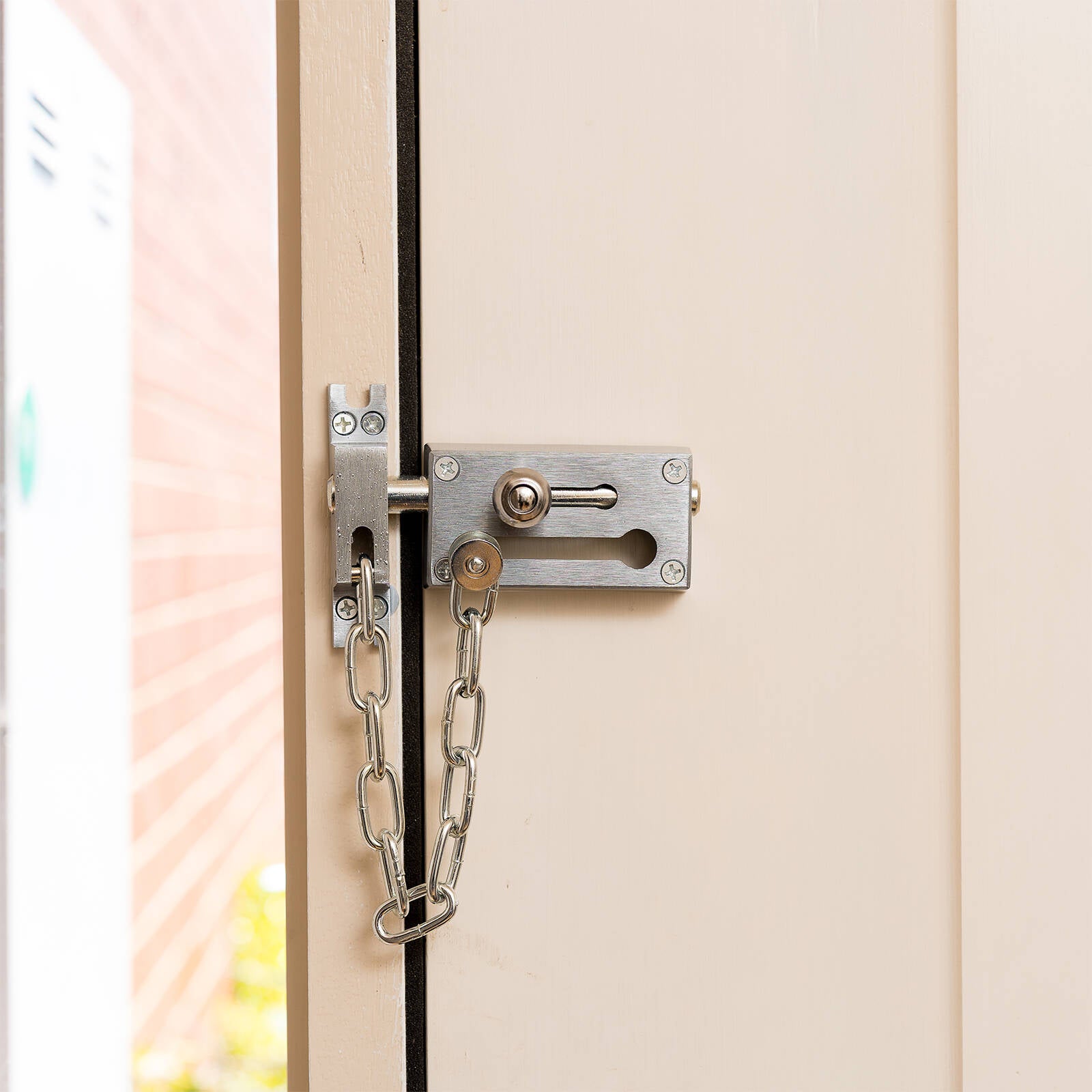 Taskmaster Satin Chrome Steel Door Chain & Bolt