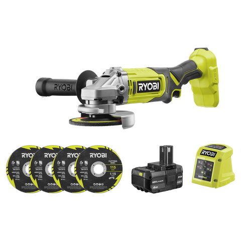 Ryobi 18V ONE+ 115mm Angle Grinder 4.0Ah Kit R18AG14A
