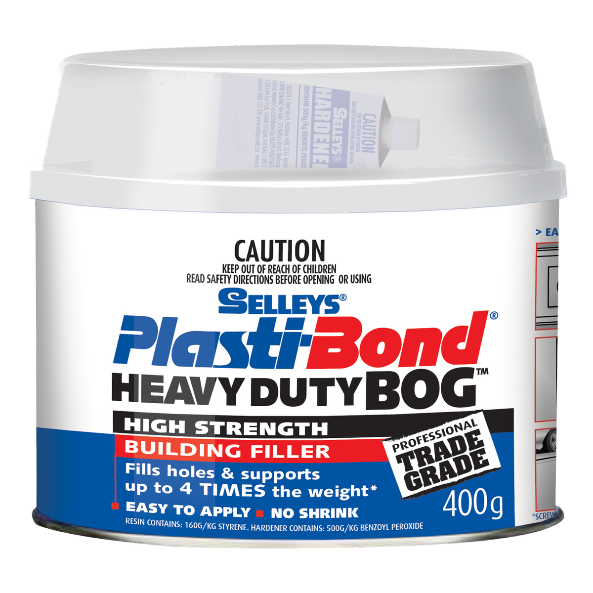 Selleys Plasti-Bond Heavy Duty Bog 400g, Sandable Paintable Filler UV Resistant