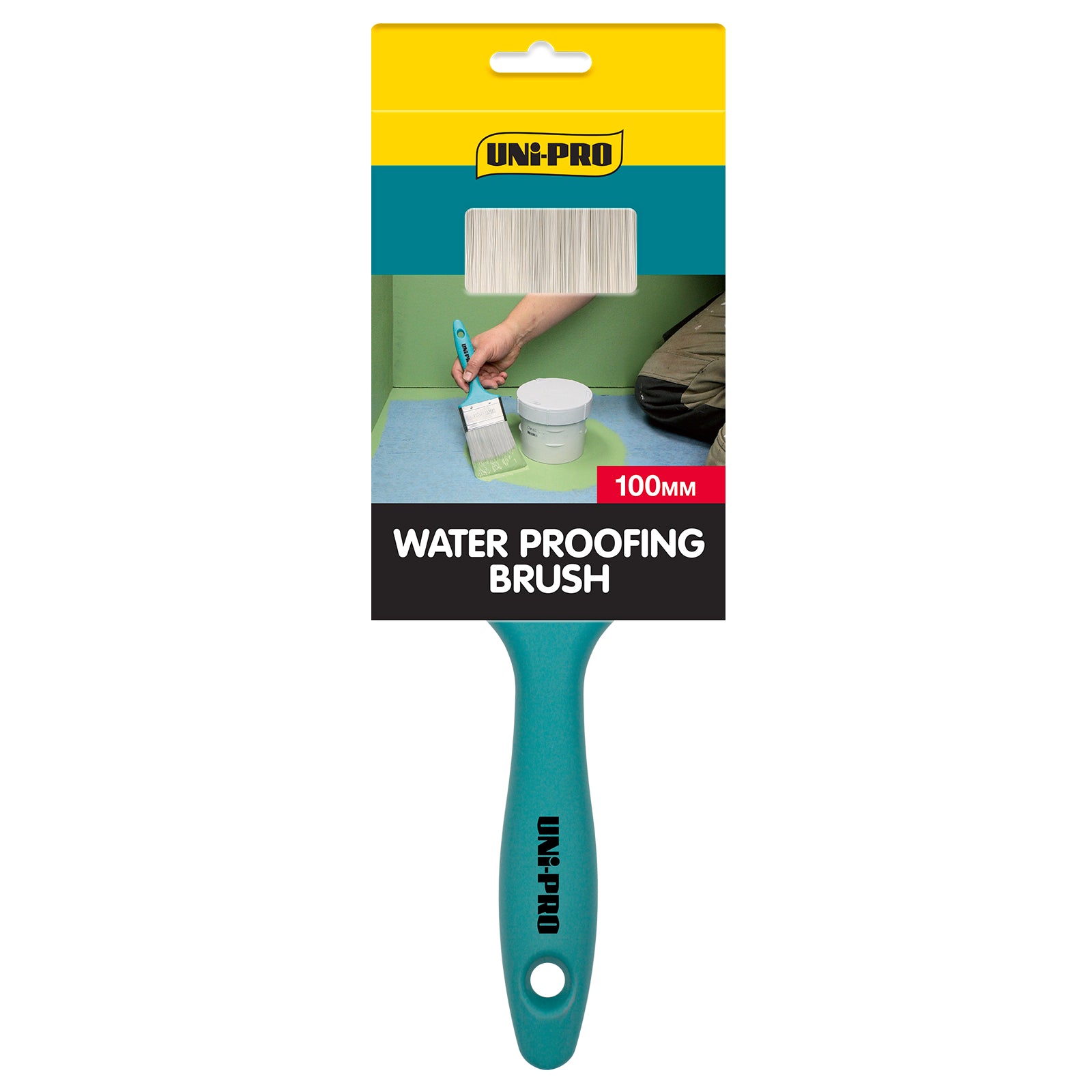 Uni-Pro 100mm Green Synthetic Filament Waterproofing Brush Solvent Resistant