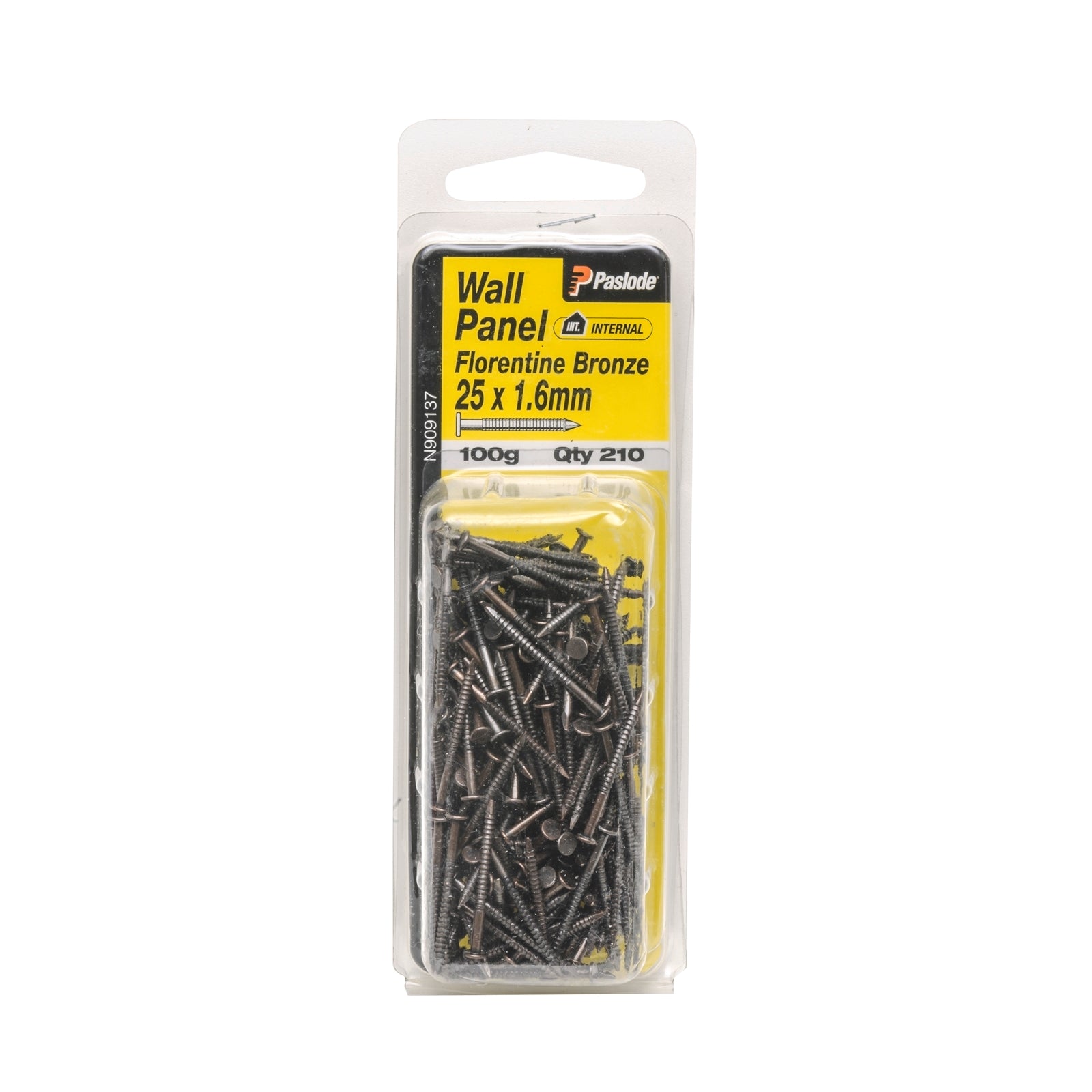 Paslode Wallpanel Nails 25 x 1.6mm Florentine Bronze 100g 210 Pack
