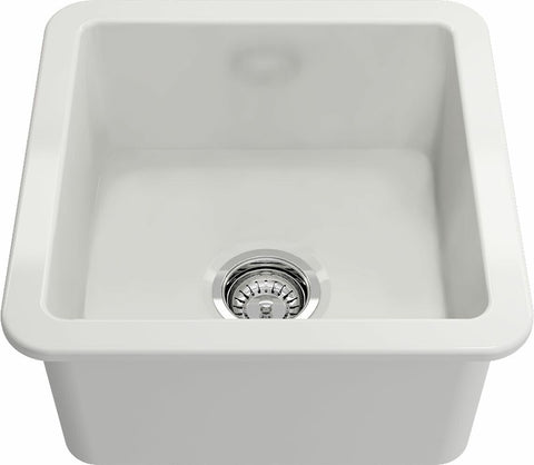 Turner Hastings Cuisine Inset-Undermount Fine Fireclay Sink - Gloss White, 28L, Basket Waste - CU46FS
