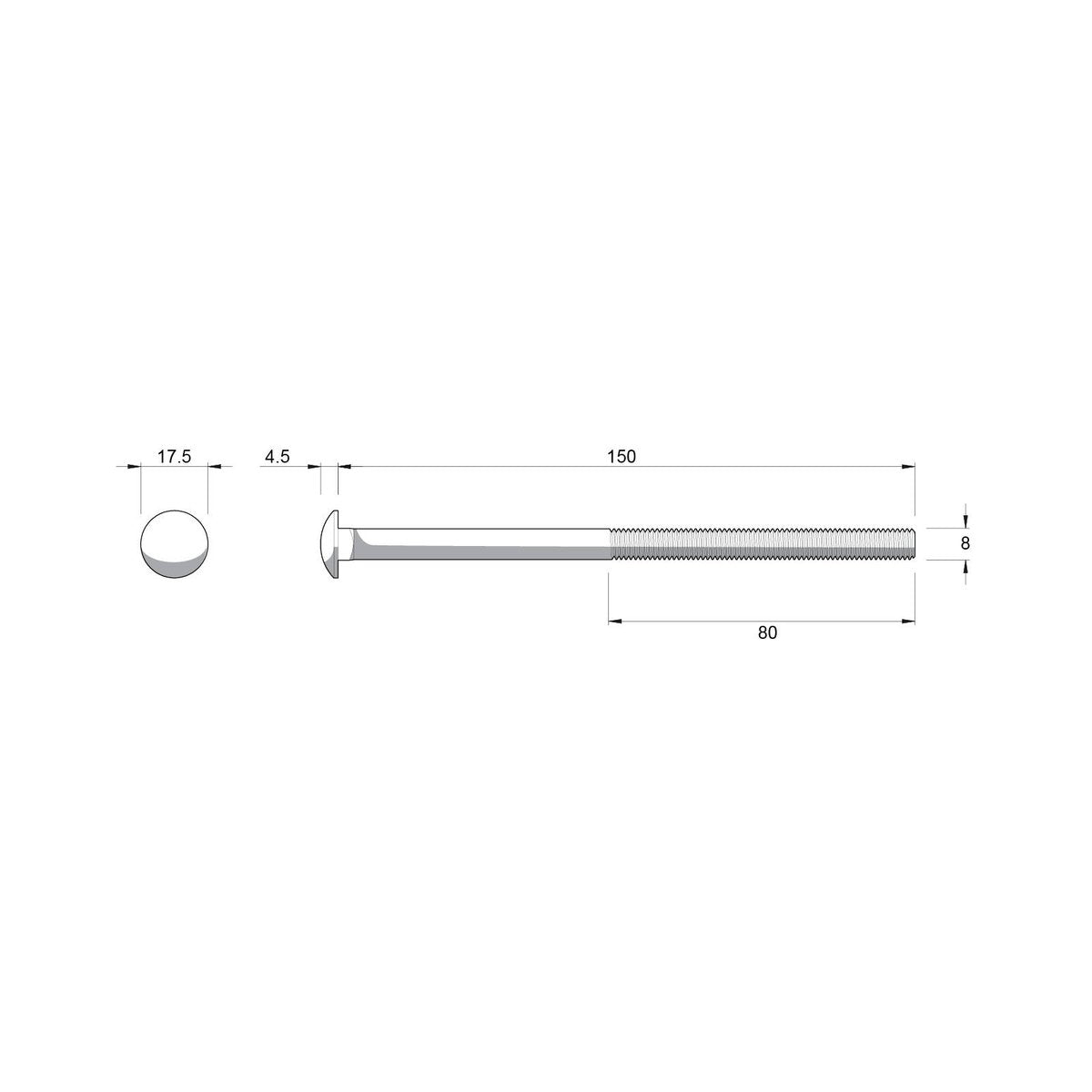 Zenith Hot Dip Galvanised Cup Head Bolts Nuts M8 x 150mm 25 Pack - SuperSaverAU - view 4