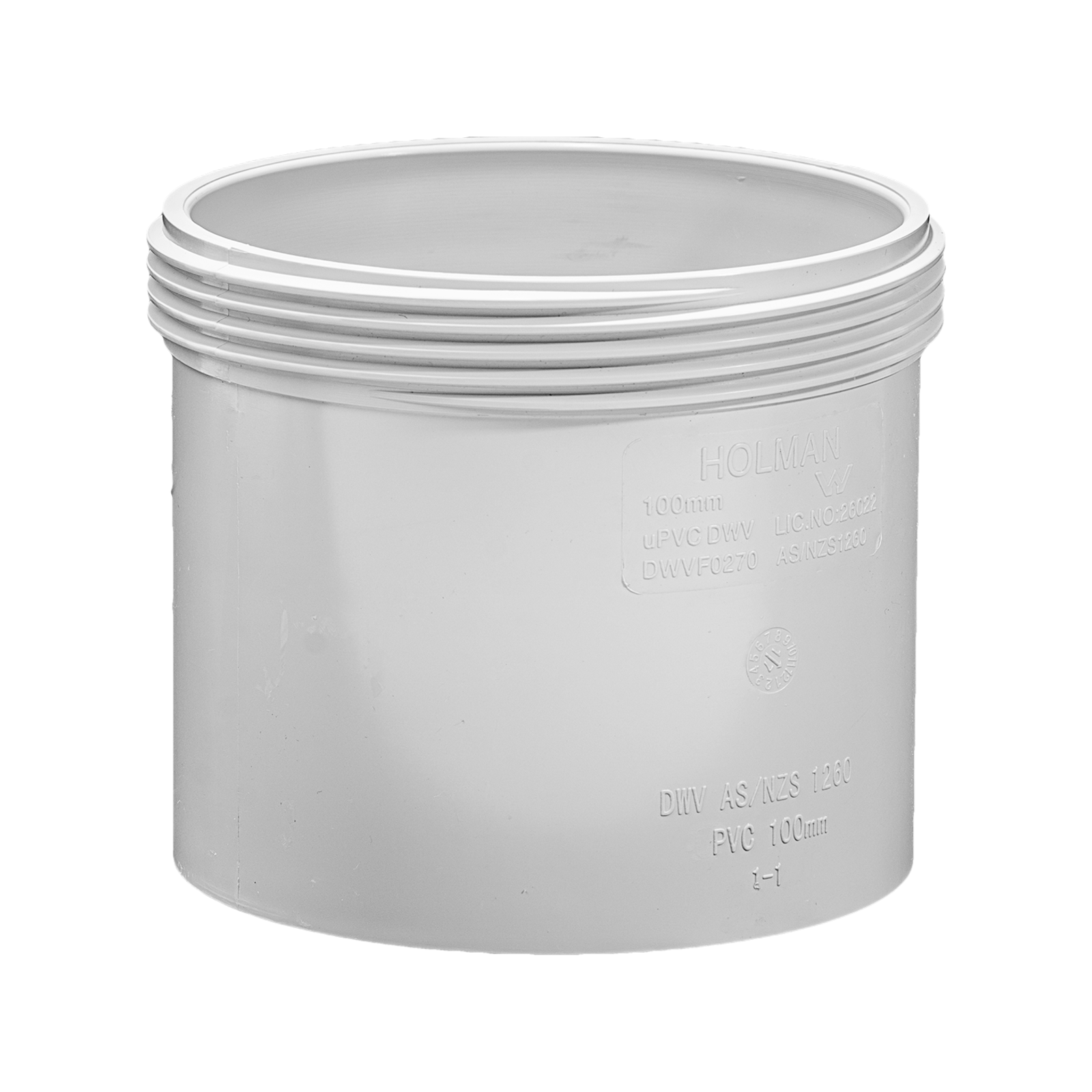 Holman 100mm PVC DWV Threaded Access Coupling, Grey Underground Rated