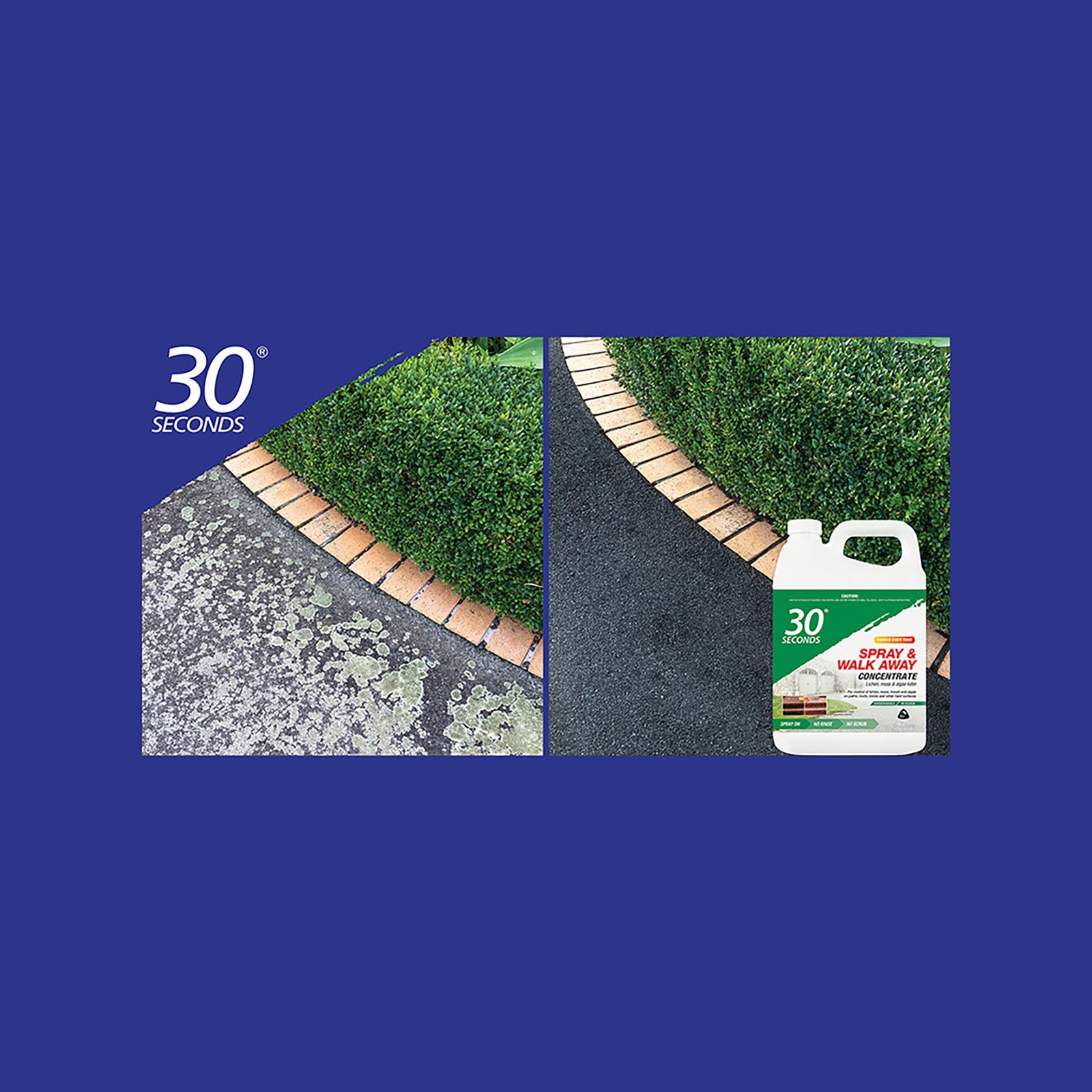 30 Seconds 5L Spray & Walk Away Concentrate, Removes Algae, Moss, Mould & Lichen
