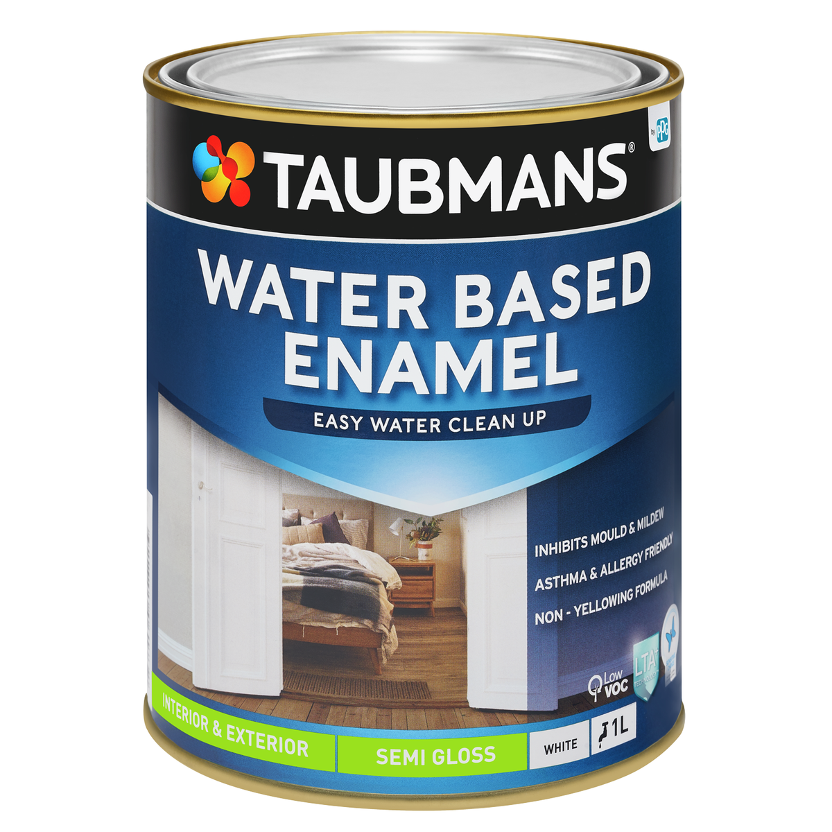 Taubmans 1L White Semi Gloss Water Based Enamel Paint - Easy Clean-Up - Mould Resistant - SuperSaverAU - view 1