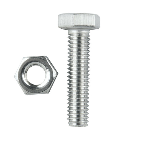 Pinnacle M6 x 25mm Stainless Steel Hex Bolt and Nut - 10 Pack