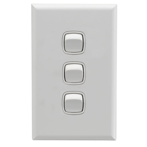 HPM EXCEL 3 Gang Wall Switch - Matt White 10A 240V Indoor CDXL770/3WEWE