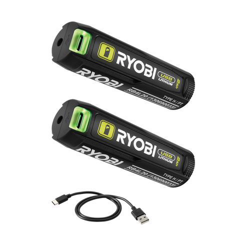 Ryobi USB Lithium 2Ah Battery and Power Bank Twin Pack RB4L2020 with USB-C Cable