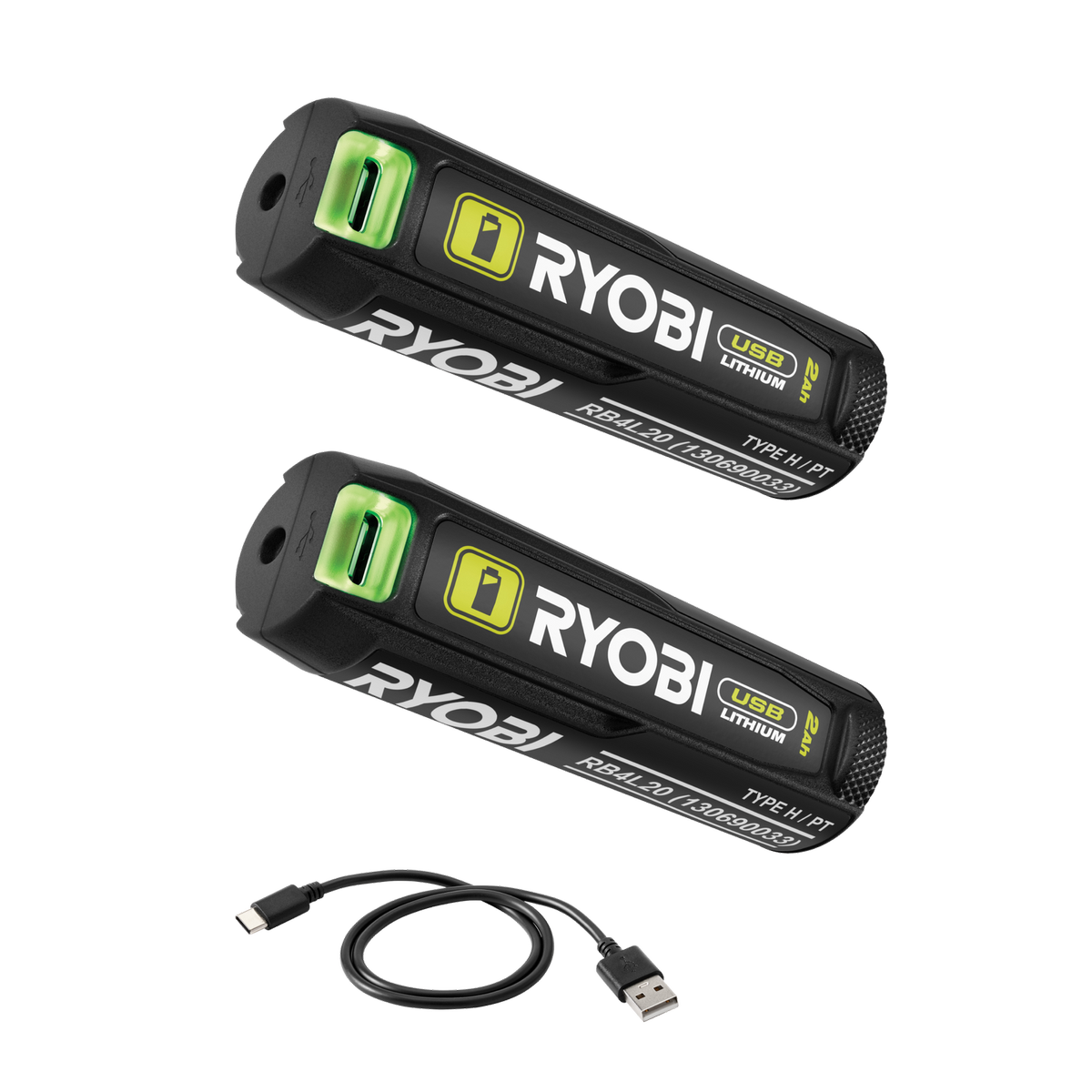 Ryobi USB Lithium 2Ah Battery and Power Bank Twin Pack RB4L2020 with USB-C Cable