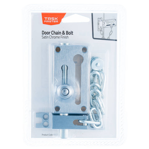 Taskmaster Satin Chrome Steel Door Chain & Bolt