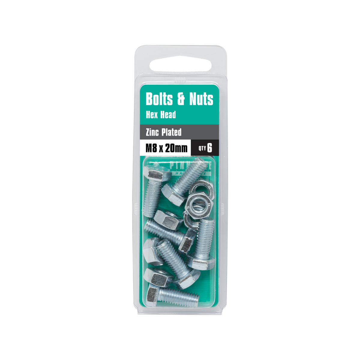 Pinnacle M8 Zinc Plated Hex Head Bolts and Nuts 6 Pack - 20mm - SuperSaverAU - view 3