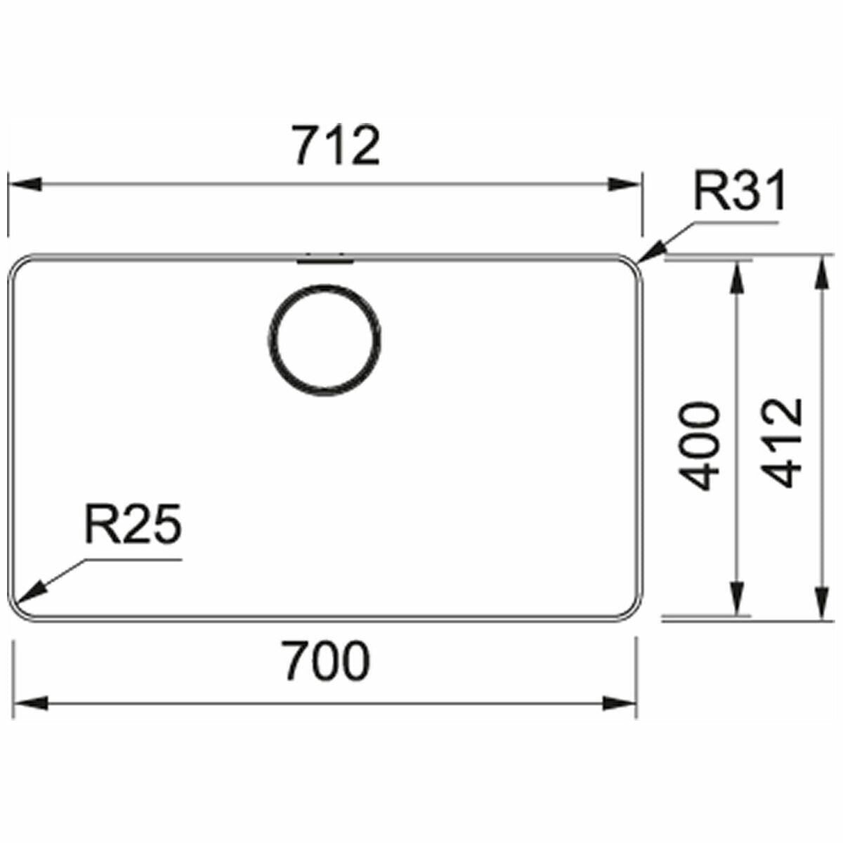 Franke Single Bowl Topmount Sink with Accessories - Stainless Steel, Remote Waste, Roll Mat - MYX210-70FPC