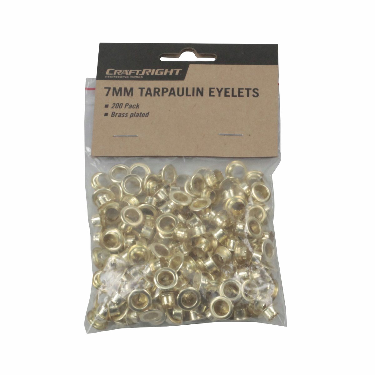Craftright 7mm Gold Brass Plated Steel Eyelets 200 Pack