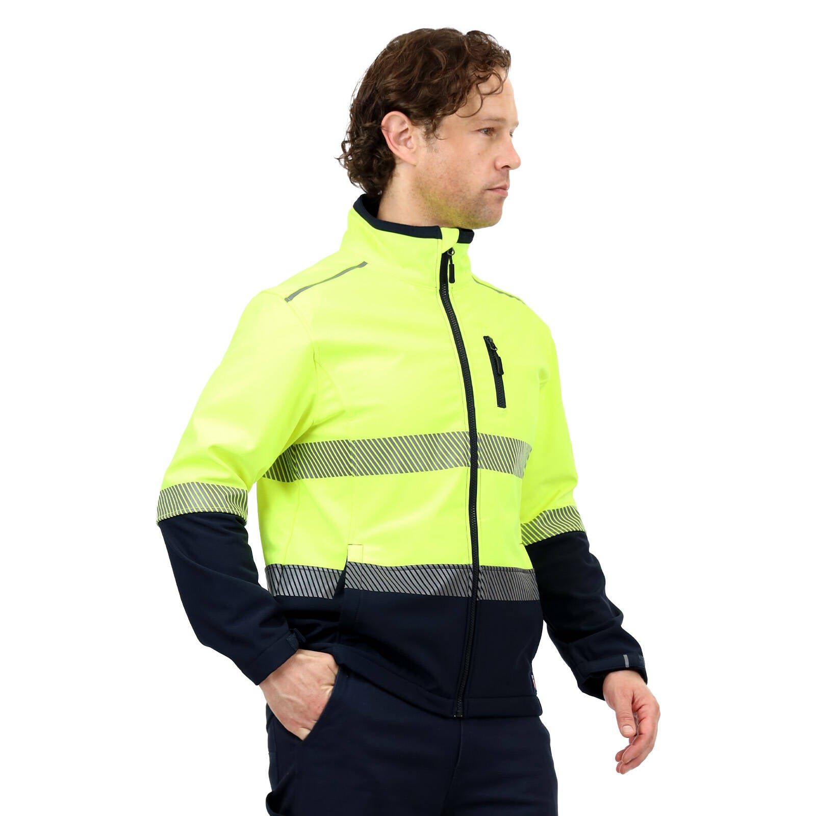 Citeco Yellow Hi Vis Soft Shell Jacket - Men's Reflective Polyester/Elastane, 2X-Large