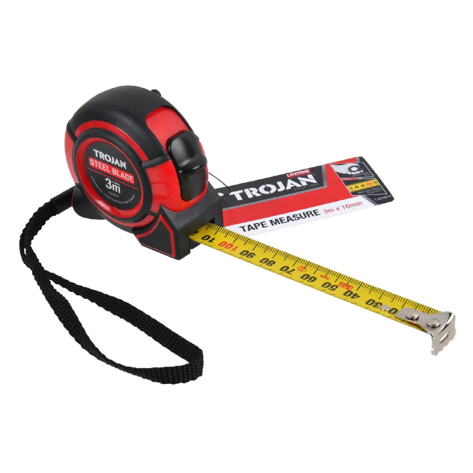 Trojan 3m Tape Measure with Metric mm Graduations