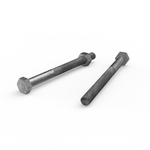 Zenith M10 x 120mm Hot Dip Galvanised Hex Head Bolt & Nut - 4.6 Grade Steel