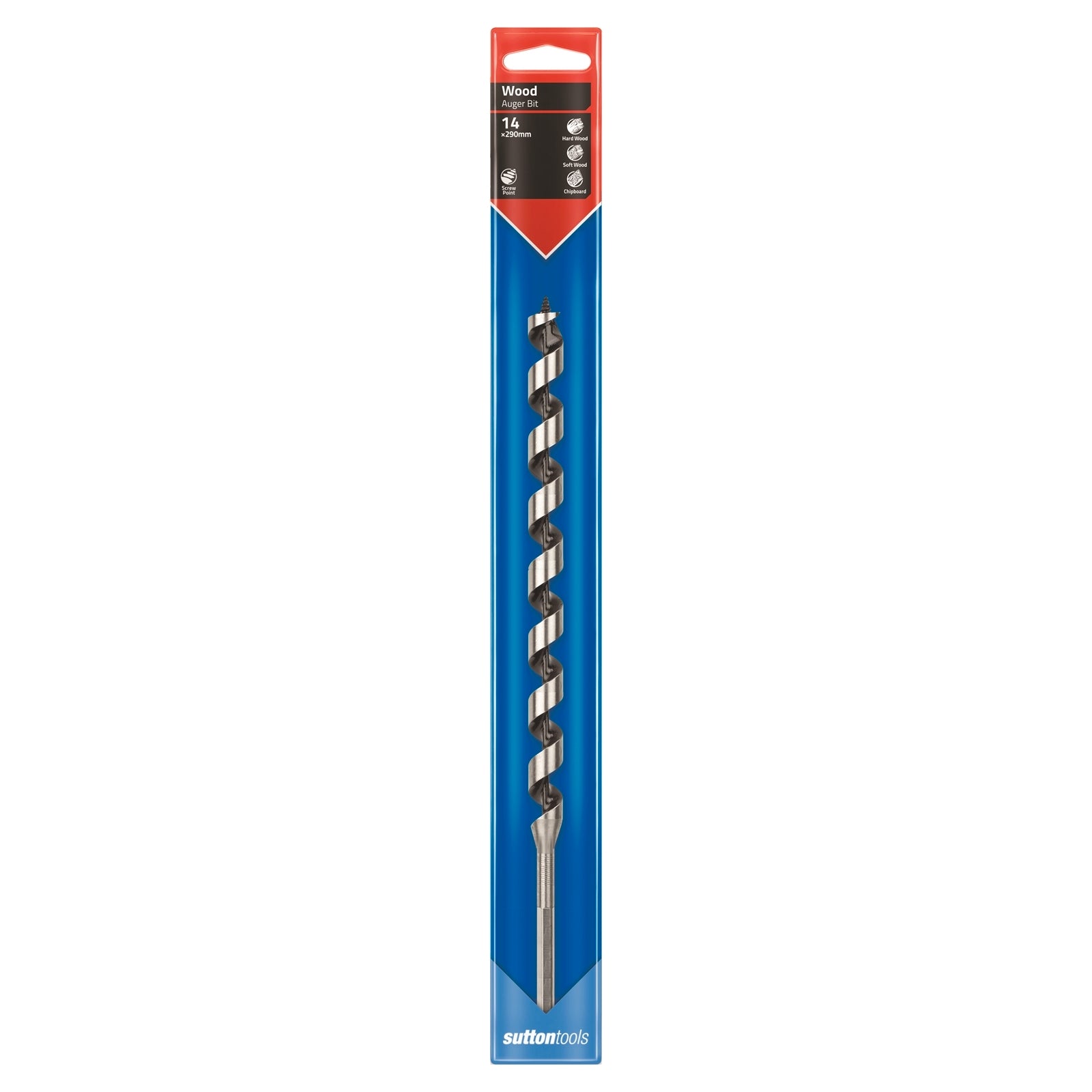 Sutton Tools 290 x 14mm Medium Auger Bit Steel for Fast Timber Drilling