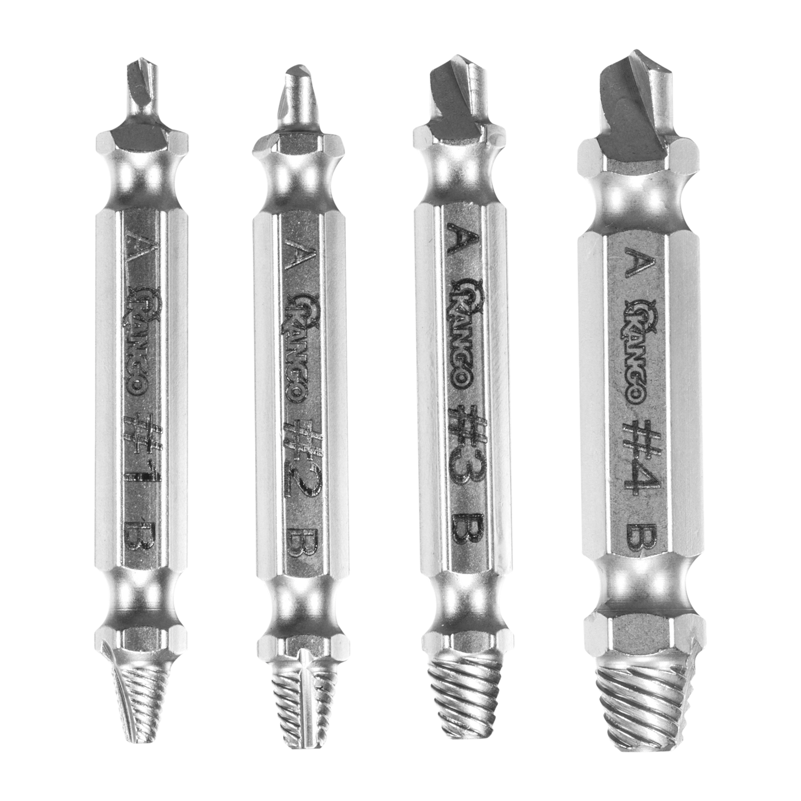 Kango 4 Piece Screw Extractor Set - Removes Stripped, Broken & Rounded Screws and Bolts