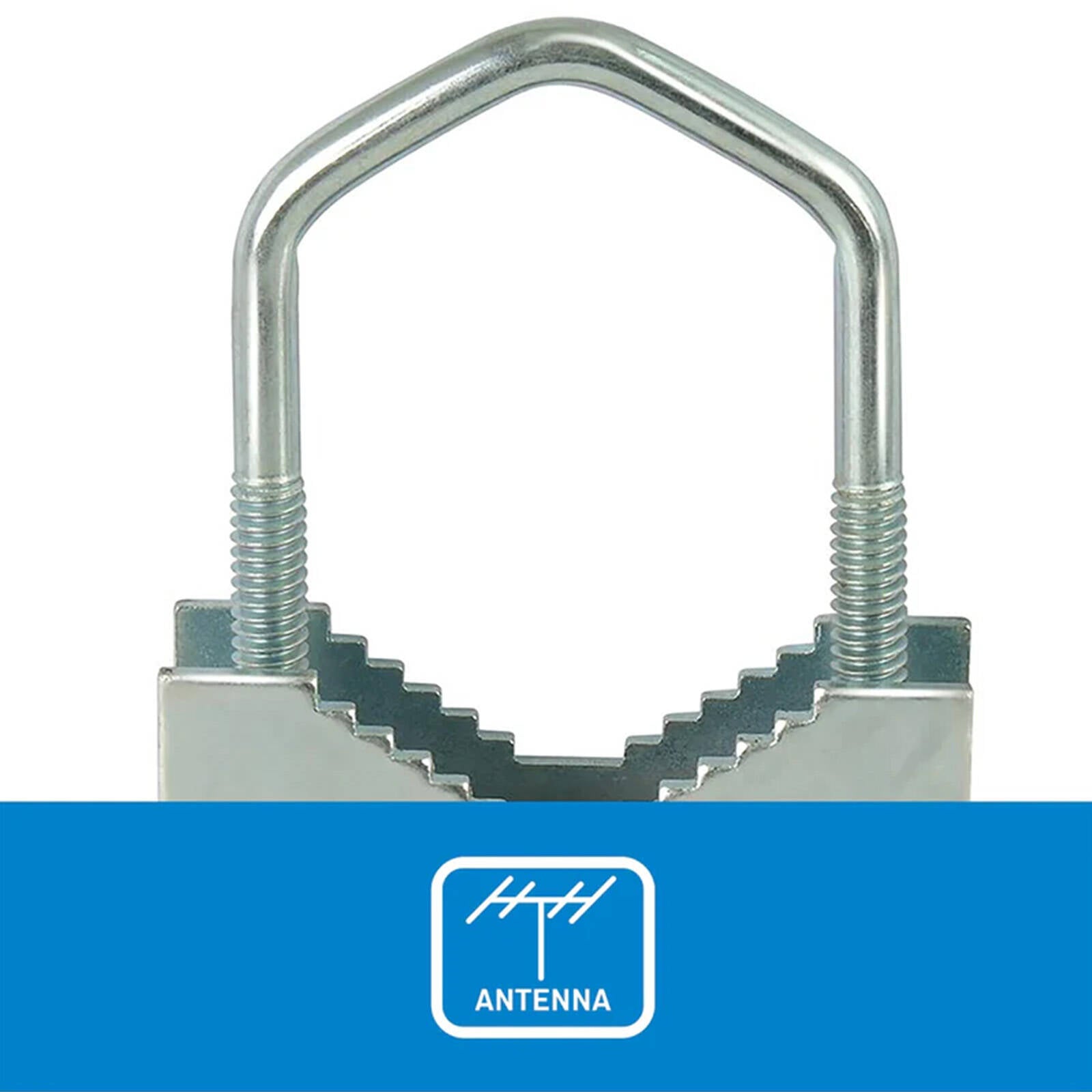 Antsig Antenna Mast U-Bolt Clamp, Galvanised Steel for Outdoor Pole Mounting