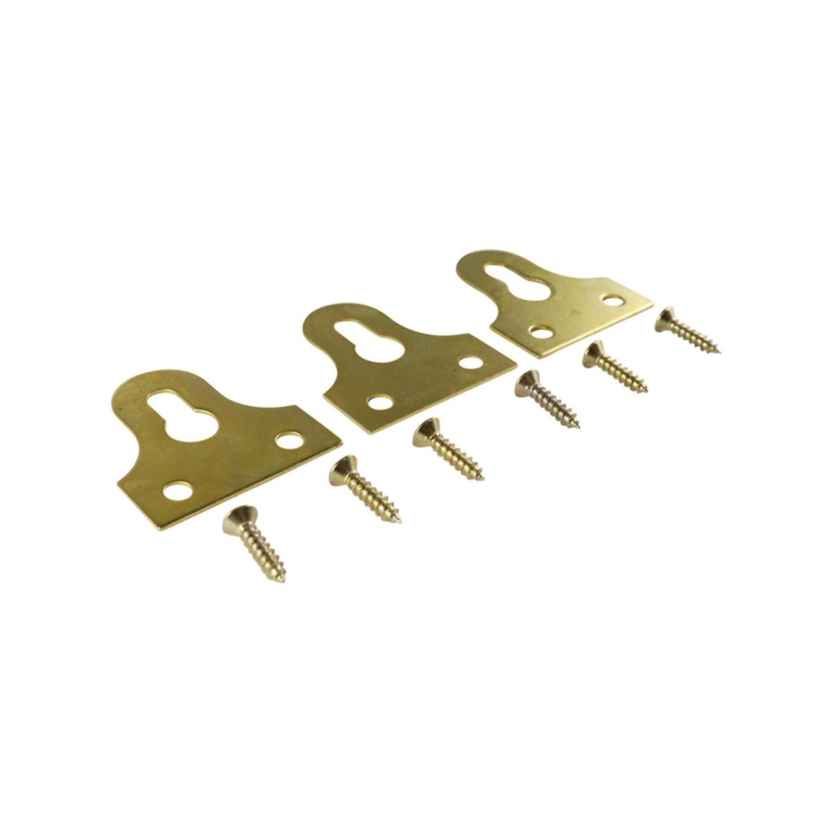 Everhang Brass Plated Steel Picture Hanging Keyhole Plates - 3 Pack