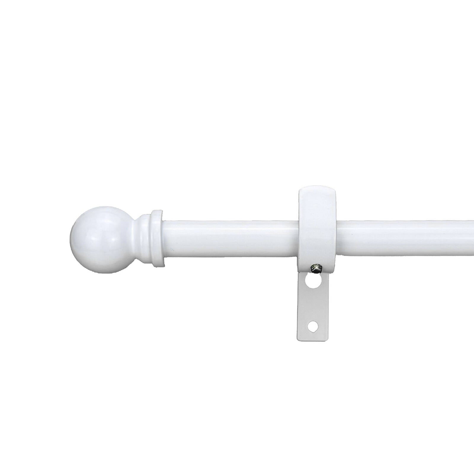 Pillar Products 16mm White Powdercoated Steel Ball Curtain Rod Finials, Pair