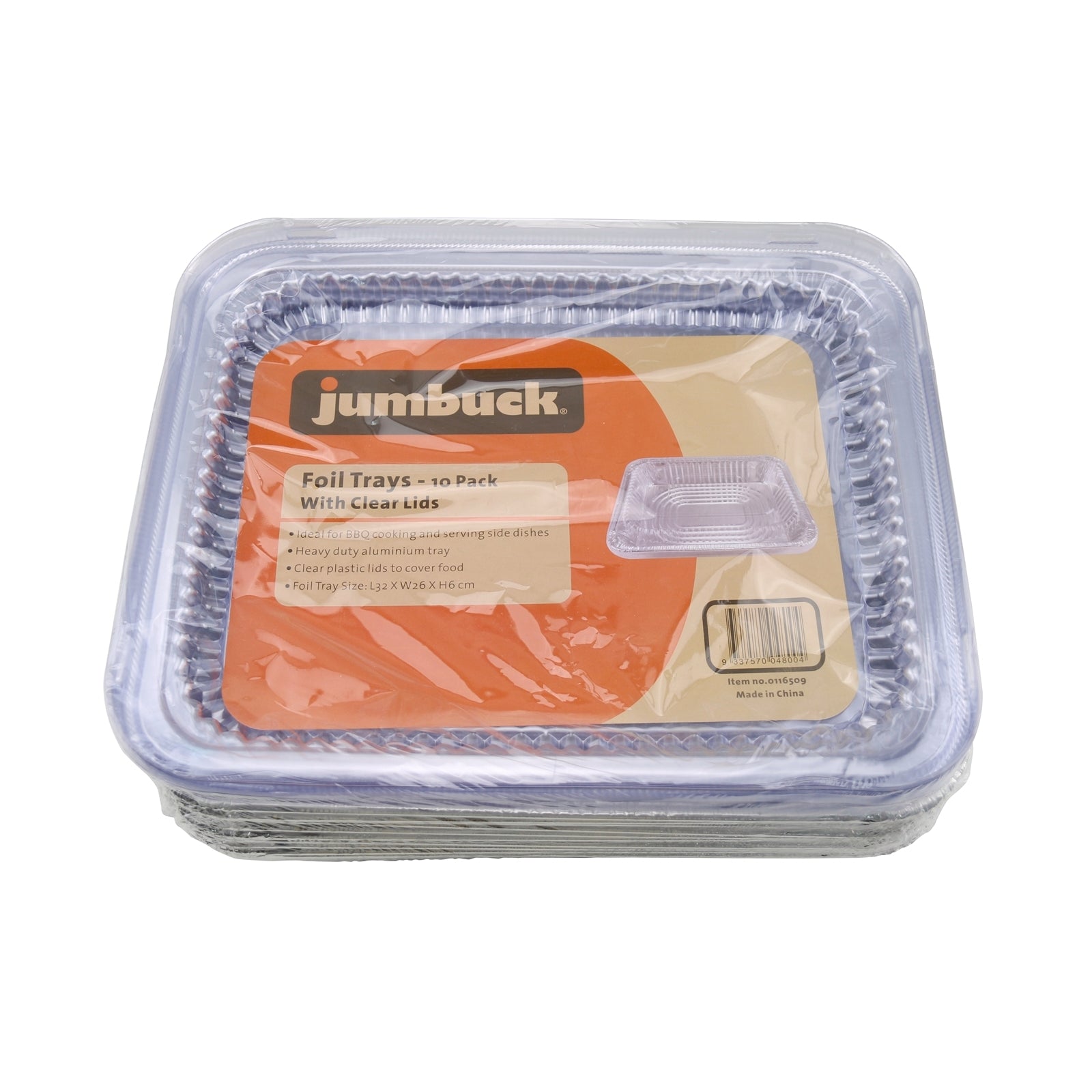 Jumbuck BBQ Foil Trays With Clear Lid 10 Pack